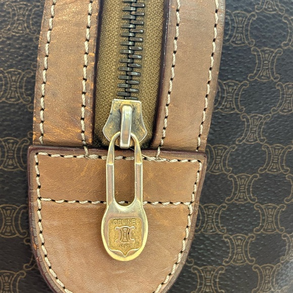 Celine Macadam Boston Triomphe coated canvas and leather handbag. - Picture 6 of 12